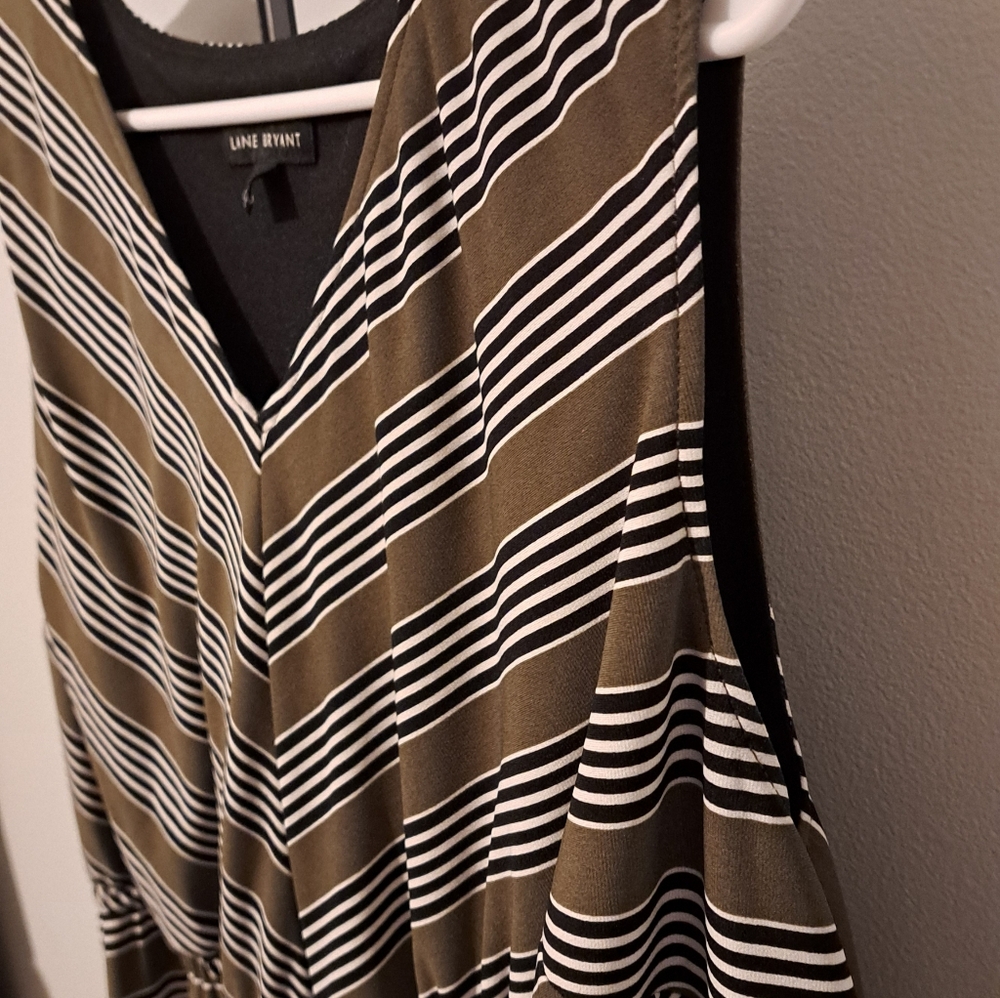 Lane Bryant Olive and Black Striped Dress Sz 18/20 Petite - Picture 2 of 5